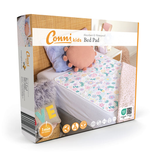 Kids Bettunterlage 95 x 85 cm, 2PACK, Blumenmuster